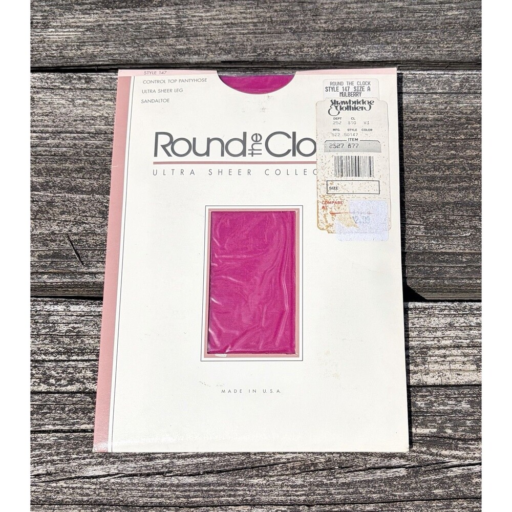 NIP Vintage 1992 Round The Clock Ultra Sheer Mulberry Control Top Pantyhose Sz A
